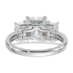 14kw 3 1/5ct. Three Stone G H I True Light Octagon Moissanite Ring