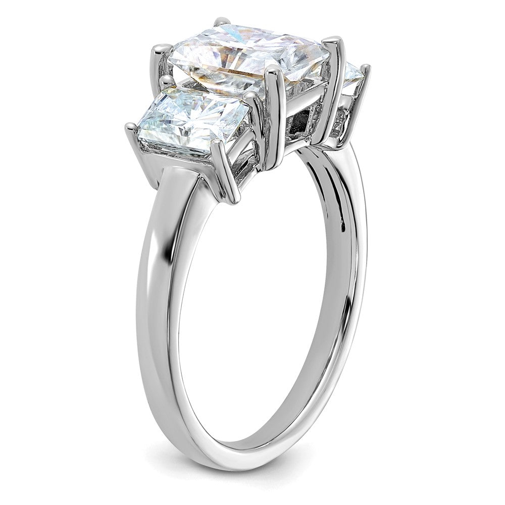 14kw 3 1/5ct. Three Stone G H I True Light Octagon Moissanite Ring