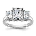 14kw 3 1/5ct. Three Stone G H I True Light Octagon Moissanite Ring
