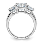 14kw 5 1/3ct. Three Stone D E F Pure Light Octagon Moissanite Ring