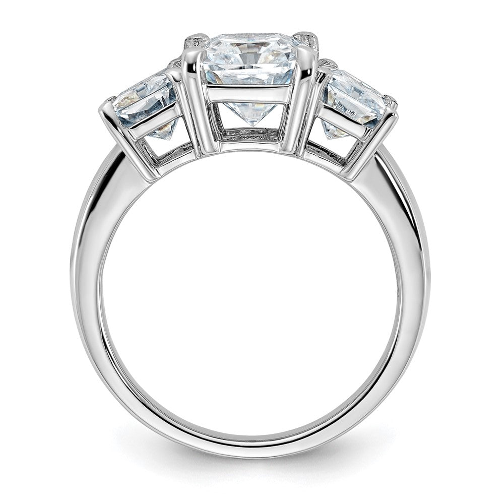 14kw 5 1/3ct. Three Stone D E F Pure Light Octagon Moissanite Ring