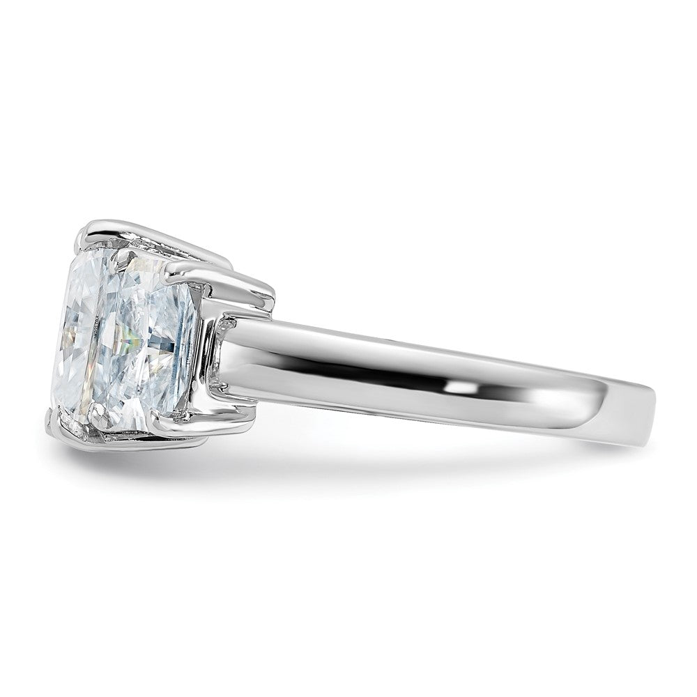 14kw 5 1/3ct. Three Stone D E F Pure Light Octagon Moissanite Ring