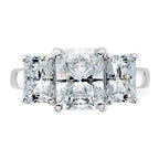 14kw 5 1/3ct. Three Stone D E F Pure Light Octagon Moissanite Ring