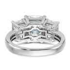 14kw 5 1/3ct. Three Stone D E F Pure Light Octagon Moissanite Ring