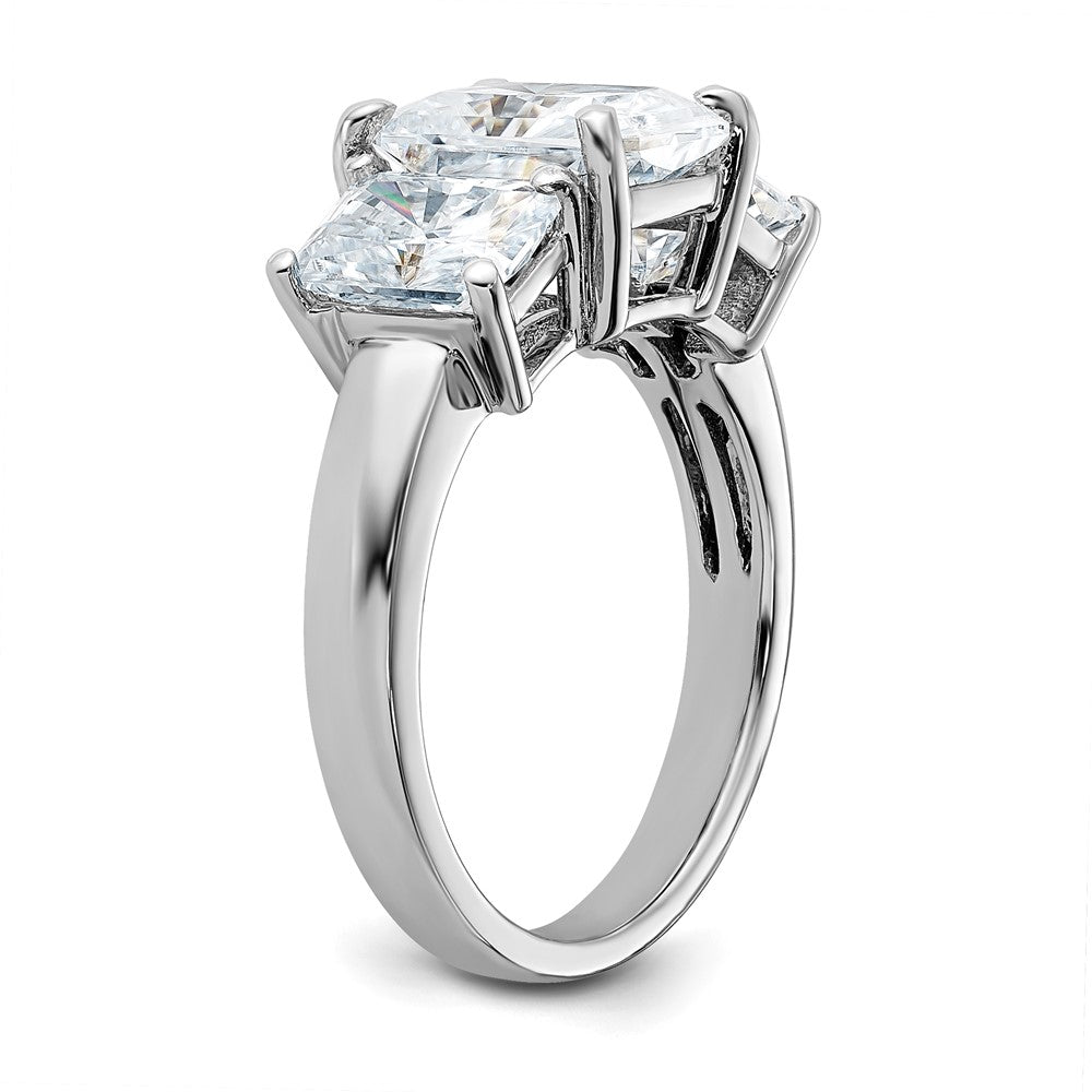 14kw 5 1/3ct. Three Stone D E F Pure Light Octagon Moissanite Ring