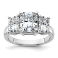 14kw 5 1/3ct. Three Stone D E F Pure Light Octagon Moissanite Ring