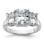 14kw 5 1/3ct. Three Stone D E F Pure Light Octagon Moissanite Ring