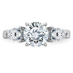 14kw 1 3/8ct. Three Stone G H I True Light Moissanite Engagement Ring