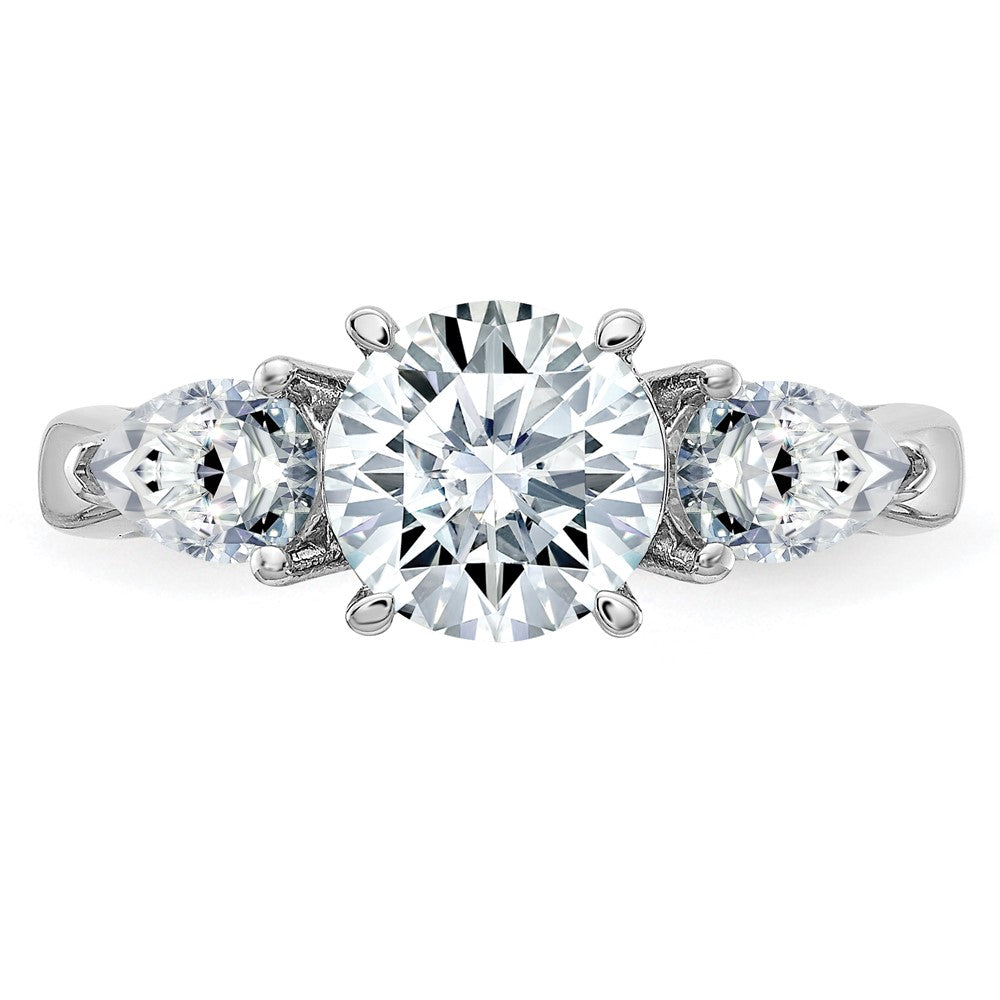14kw 1 3/8ct. Three Stone G H I True Light Moissanite Engagement Ring