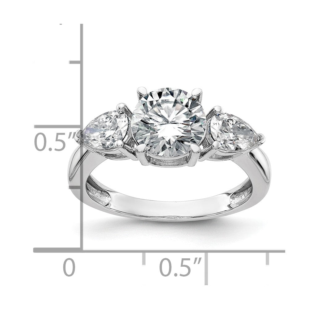 14kw 1 3/8ct. Three Stone G H I True Light Moissanite Engagement Ring