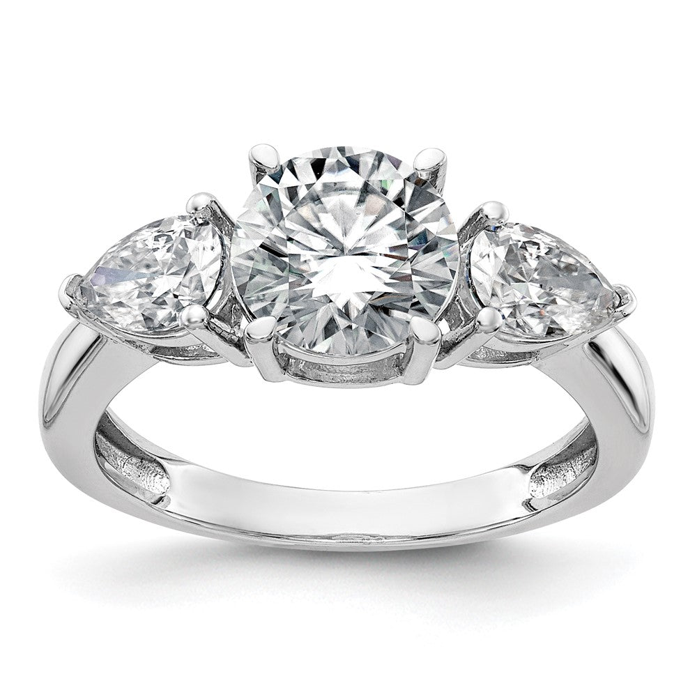 14kw 1 3/8ct. Three Stone G H I True Light Moissanite Engagement Ring