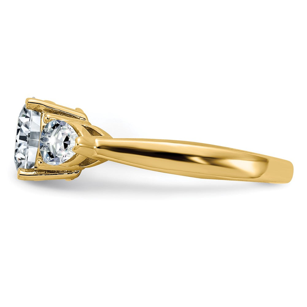 14k 1 3/8ct. Three Stone G H I True Light Moissanite Engagement Ring