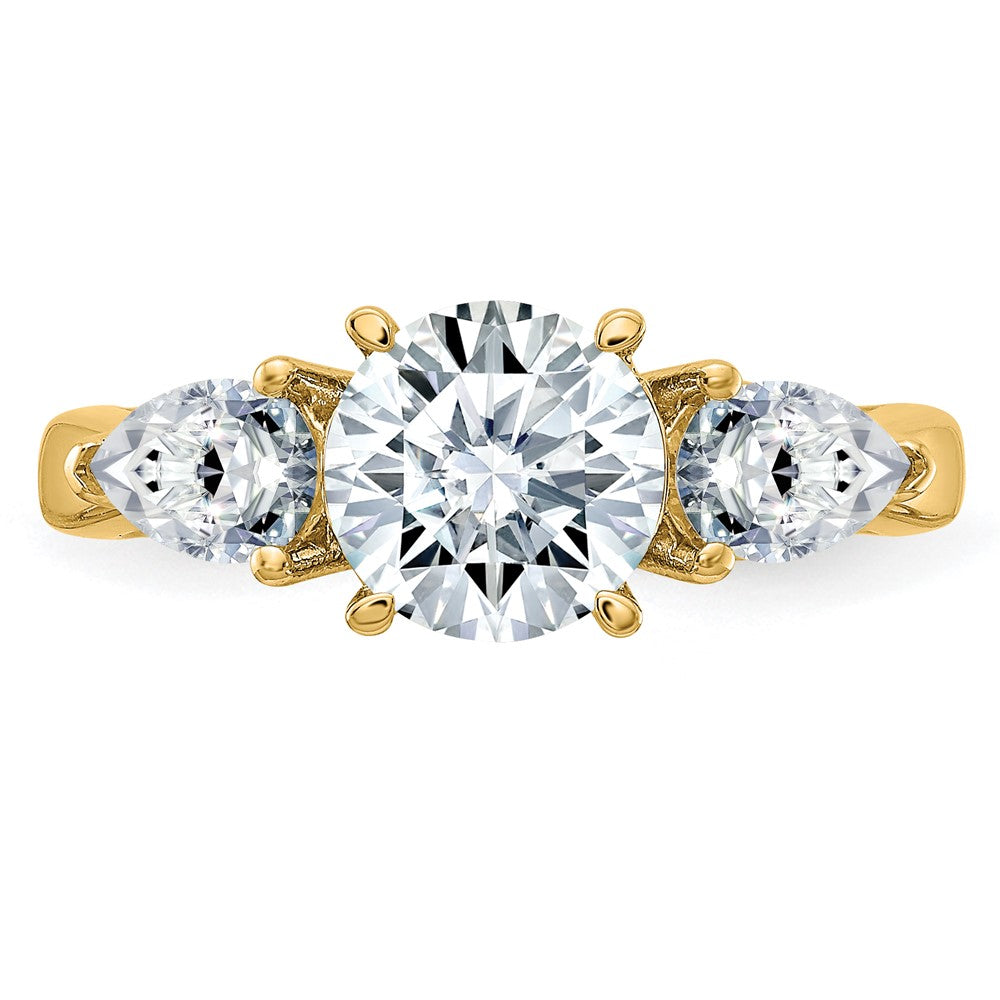 14k 1 3/8ct. Three Stone G H I True Light Moissanite Engagement Ring