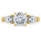 14k 1 3/8ct. Three Stone G H I True Light Moissanite Engagement Ring