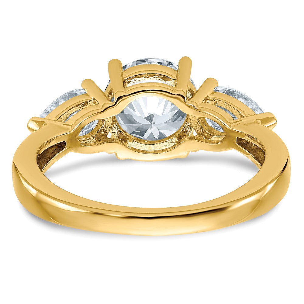 14k 1 3/8ct. Three Stone G H I True Light Moissanite Engagement Ring