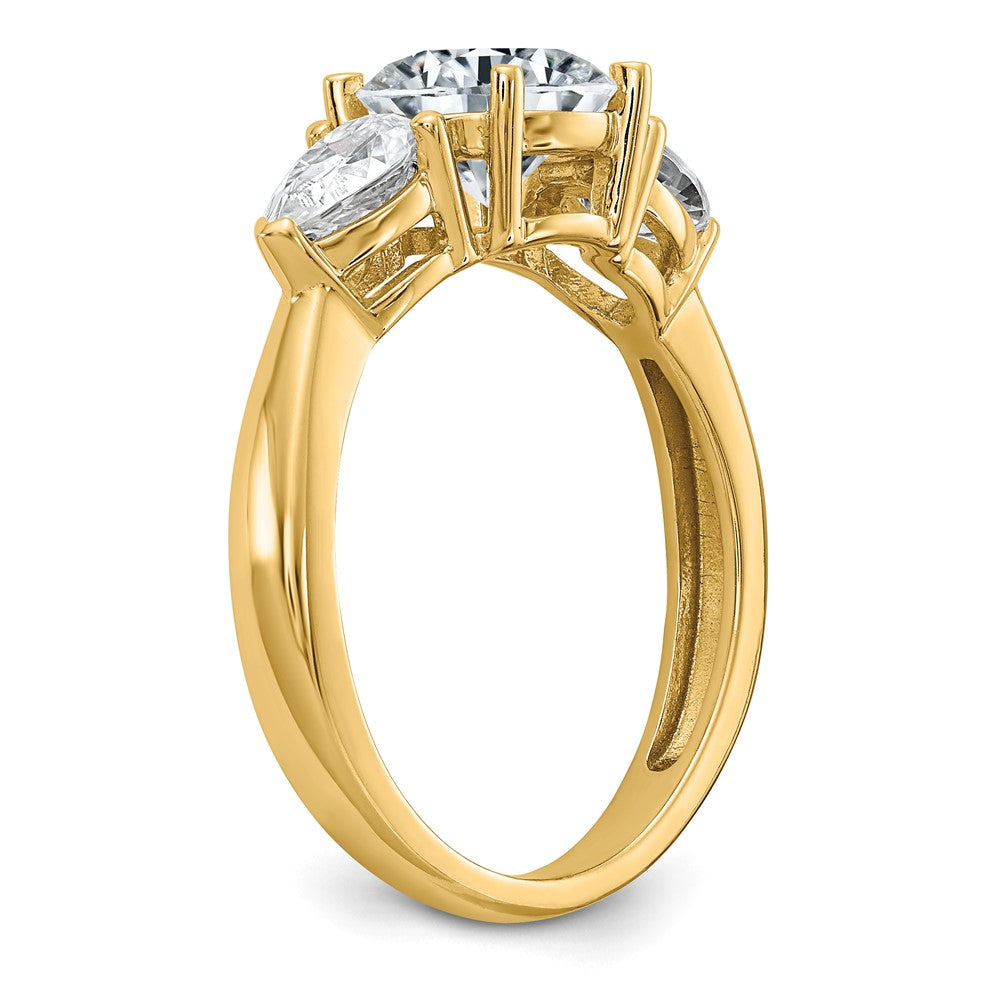 14k 1 3/8ct. Three Stone G H I True Light Moissanite Engagement Ring