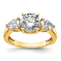14k 1 3/8ct. Three Stone G H I True Light Moissanite Engagement Ring