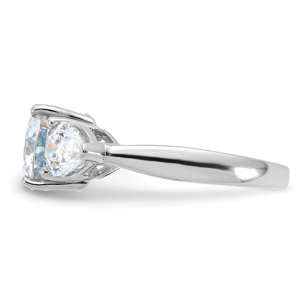 14kw 3 3/8ct. Three Stone G H I True Light Moissanite Engagement Ring