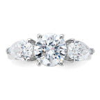 14kw 3 3/8ct. Three Stone G H I True Light Moissanite Engagement Ring