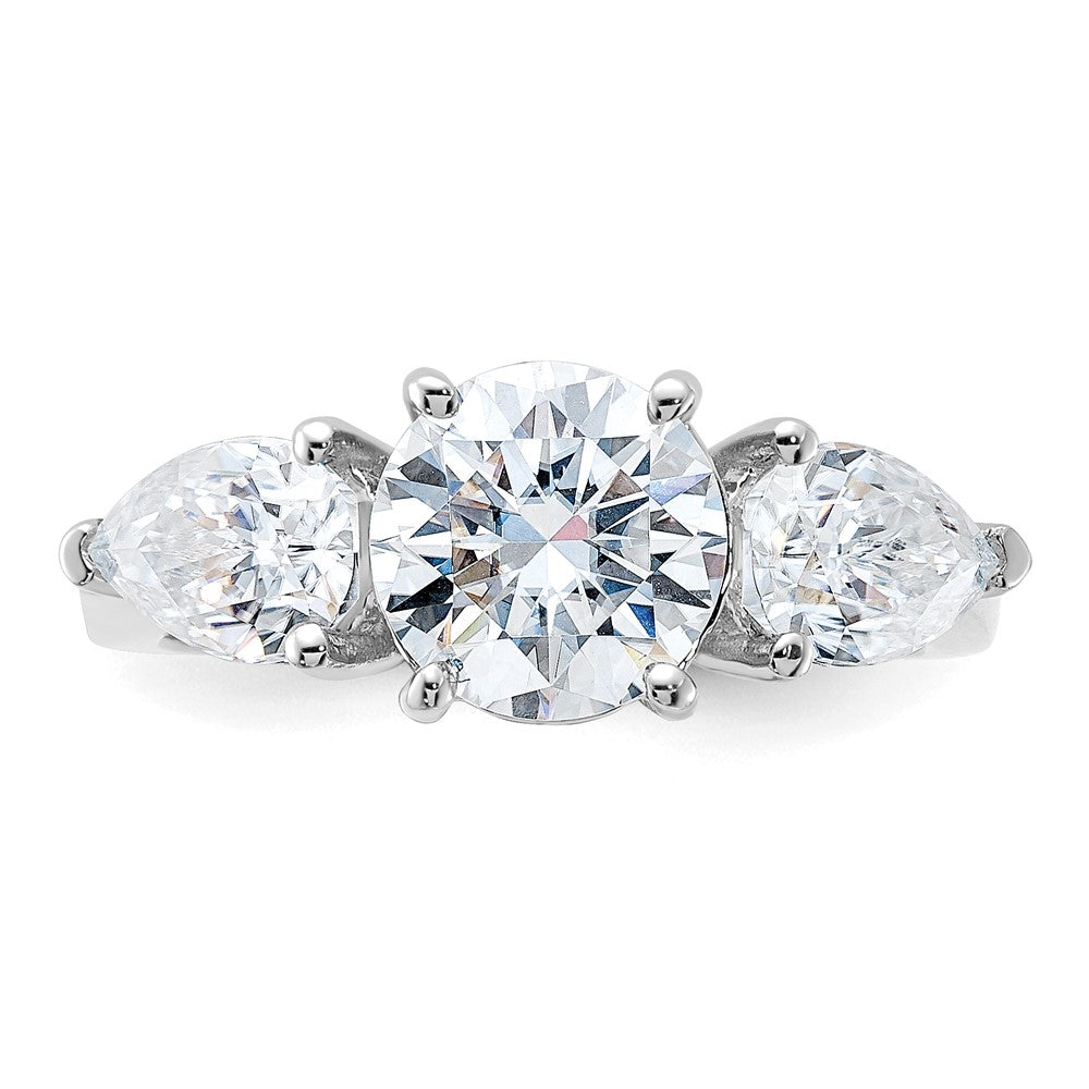 14kw 3 3/8ct. Three Stone G H I True Light Moissanite Engagement Ring