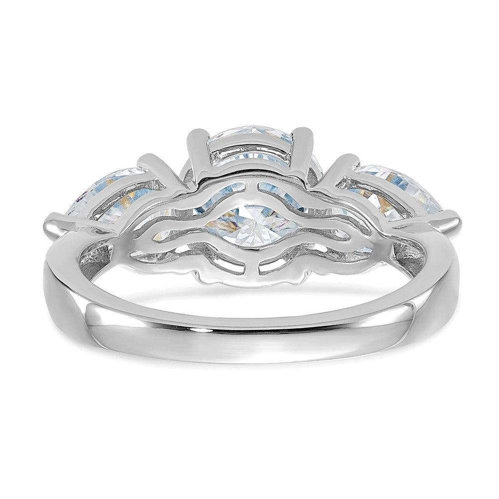14kw 3 3/8ct. Three Stone G H I True Light Moissanite Engagement Ring
