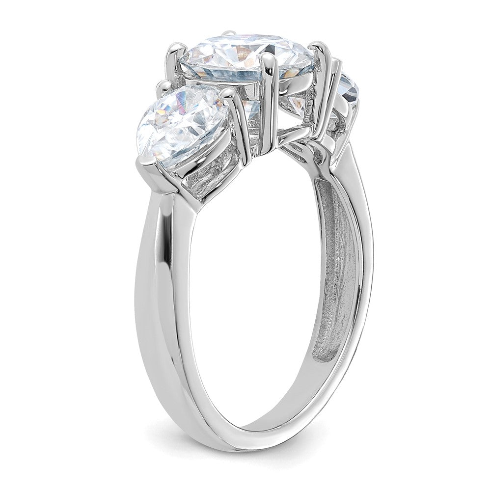 14kw 3 3/8ct. Three Stone G H I True Light Moissanite Engagement Ring