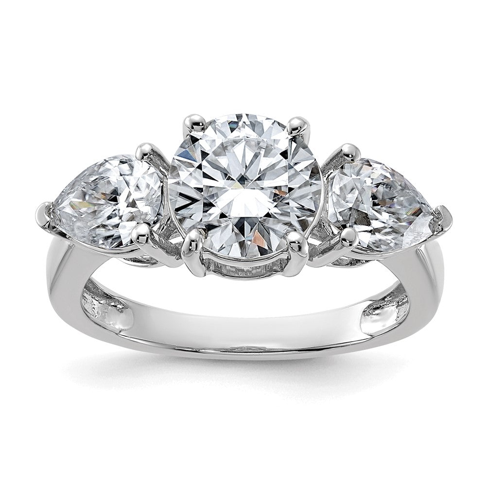 14kw 3 3/8ct. Three Stone G H I True Light Moissanite Engagement Ring