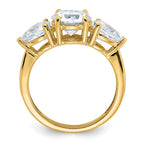 14k 3 3/8ct. Three Stone G H I True Light Moissanite Engagement Ring