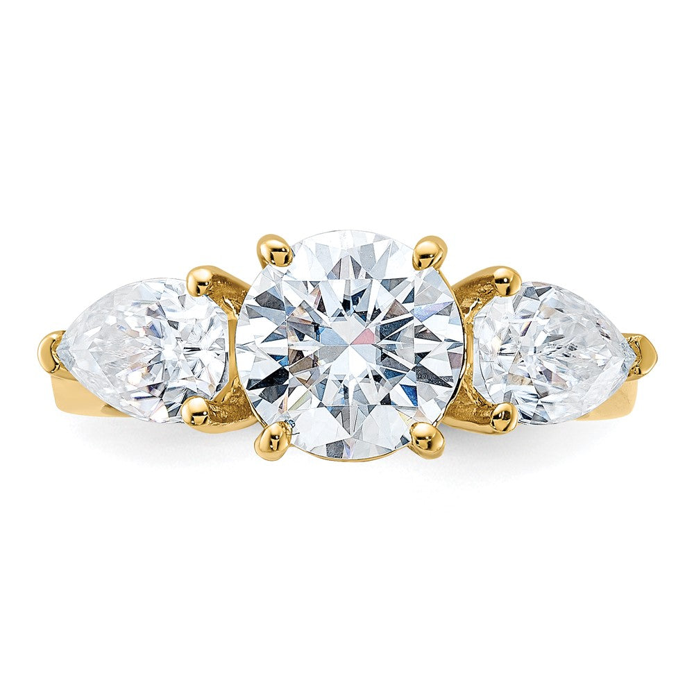 14k 3 3/8ct. Three Stone G H I True Light Moissanite Engagement Ring