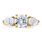14k 3 3/8ct. Three Stone G H I True Light Moissanite Engagement Ring