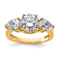 14k 3 3/8ct. Three Stone G H I True Light Moissanite Engagement Ring