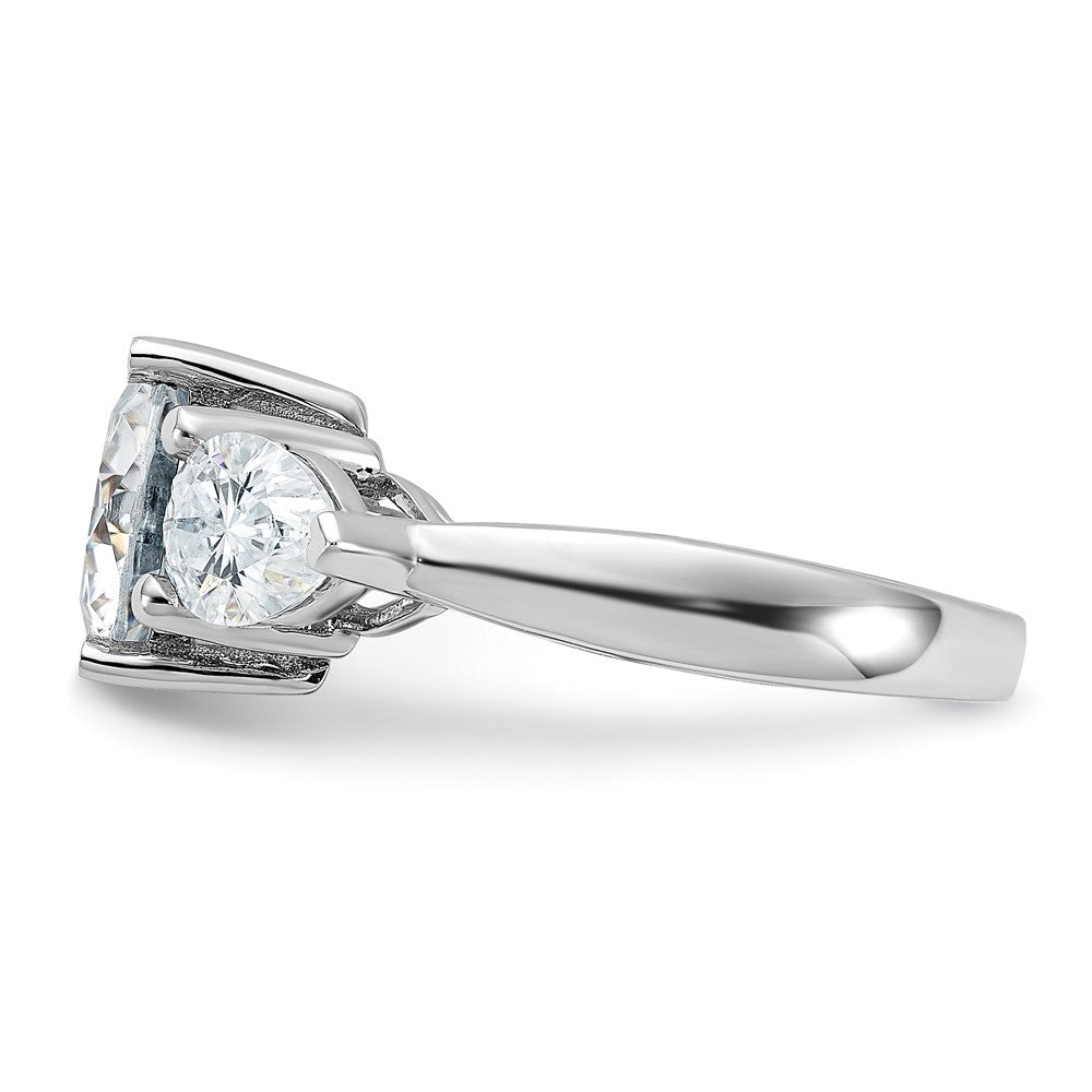 14kw 4 1/4ct. Three Stone G H I True Light Moissanite Engagement Ring
