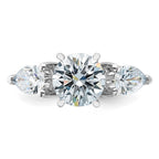 14kw 4 1/4ct. Three Stone G H I True Light Moissanite Engagement Ring