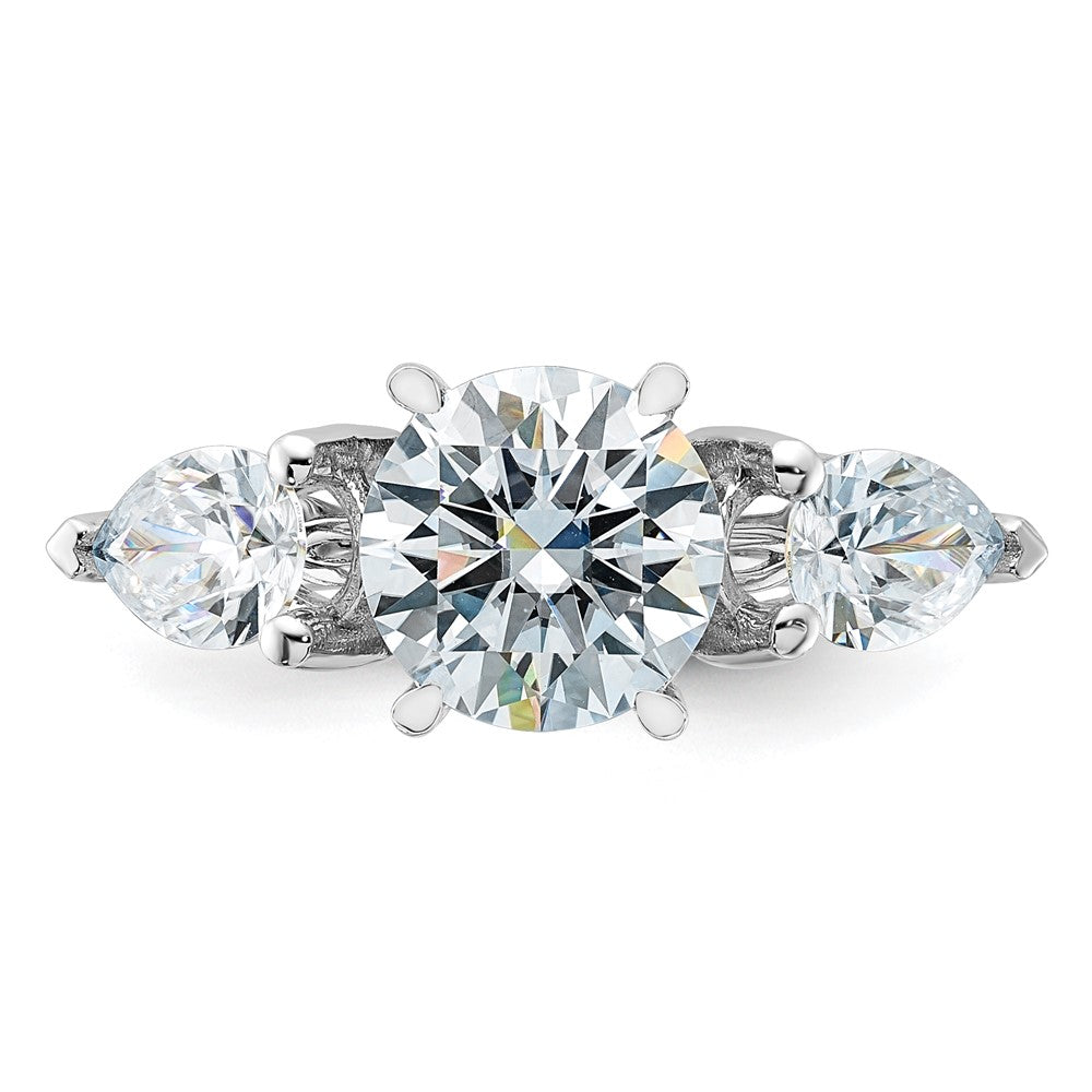 14kw 4 1/4ct. Three Stone G H I True Light Moissanite Engagement Ring