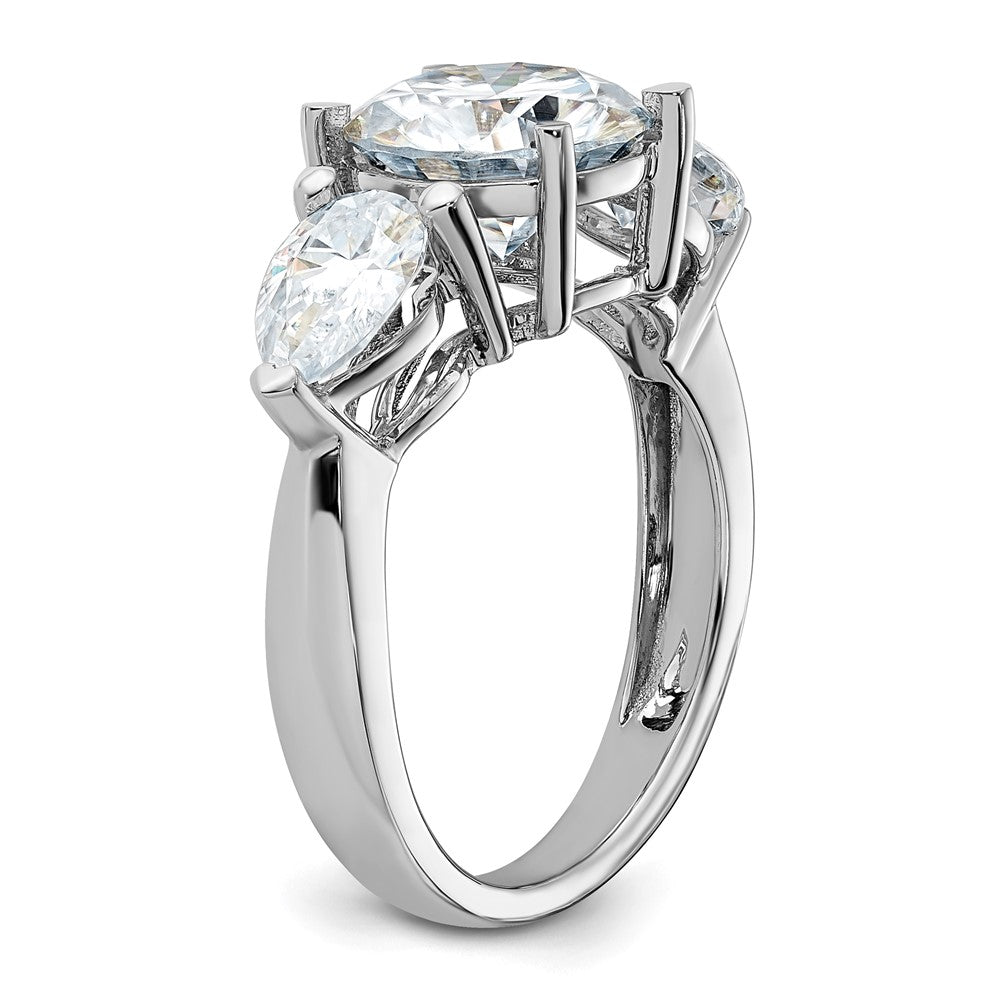 14kw 4 1/4ct. Three Stone G H I True Light Moissanite Engagement Ring