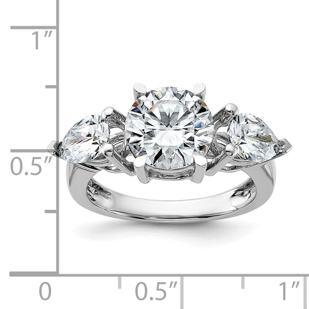 14kw 4 1/4ct. Three Stone G H I True Light Moissanite Engagement Ring