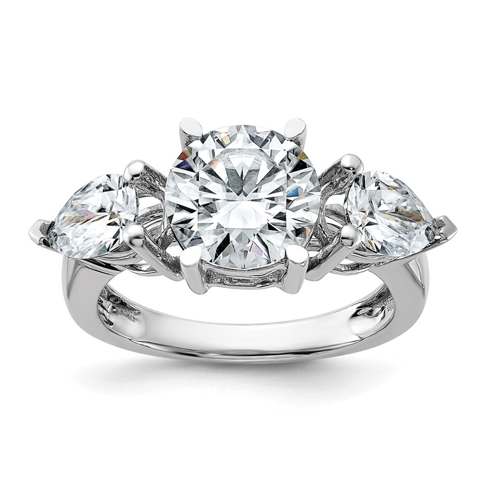 14kw 4 1/4ct. Three Stone G H I True Light Moissanite Engagement Ring