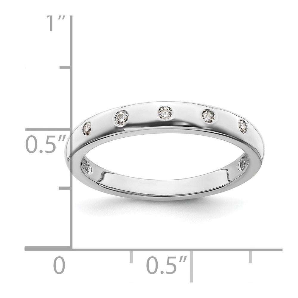 14k White Gold 3mm 5-stone 1/20 carat Diamond Band