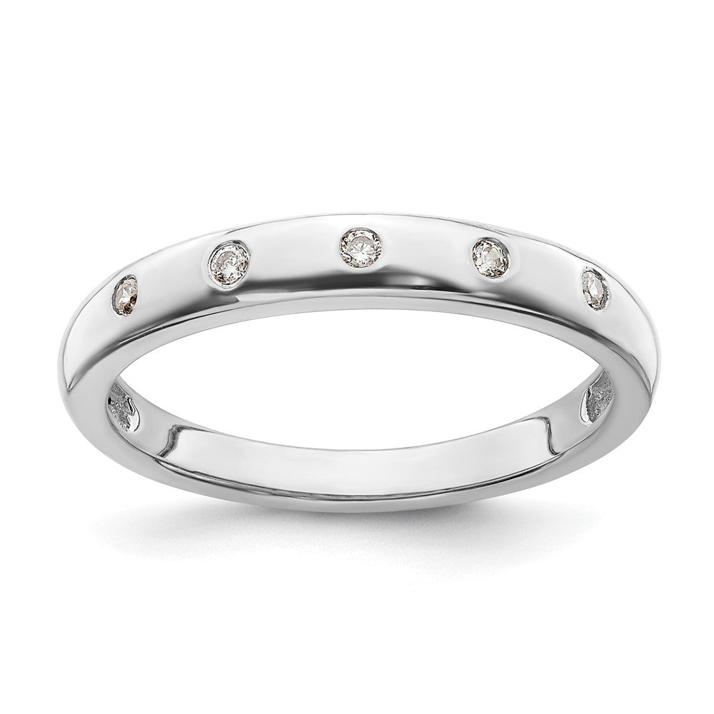14k White Gold 3mm 5-stone 1/20 carat Diamond Band