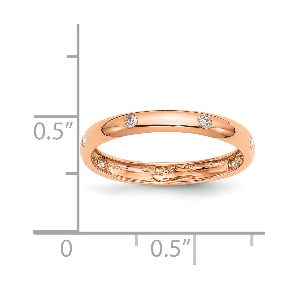 14k Rose Gold 3mm 6-stone 1/10 carat Diamond Band