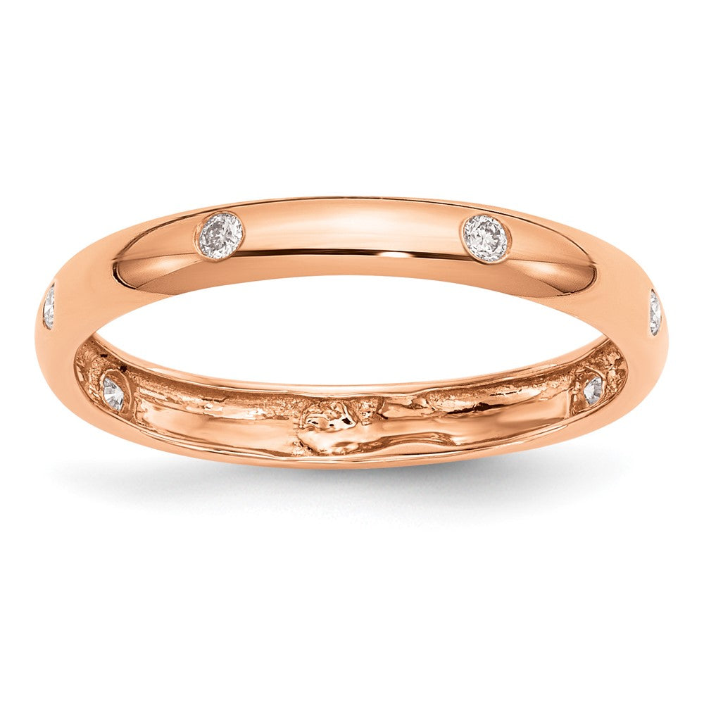 14k Rose Gold 3mm 6-stone 1/10 carat Diamond Band