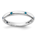 14k White Gold 3mm 6-stone 1/10 carat Blue Diamond Band