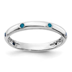 14k White Gold 3mm 6-stone 1/10 carat Blue Diamond Band