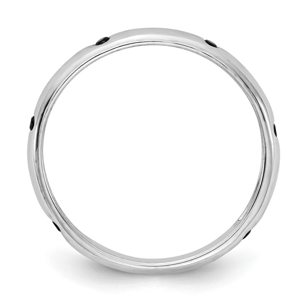14k White Gold 3mm 6-stone 1/10 carat Black Diamond Band