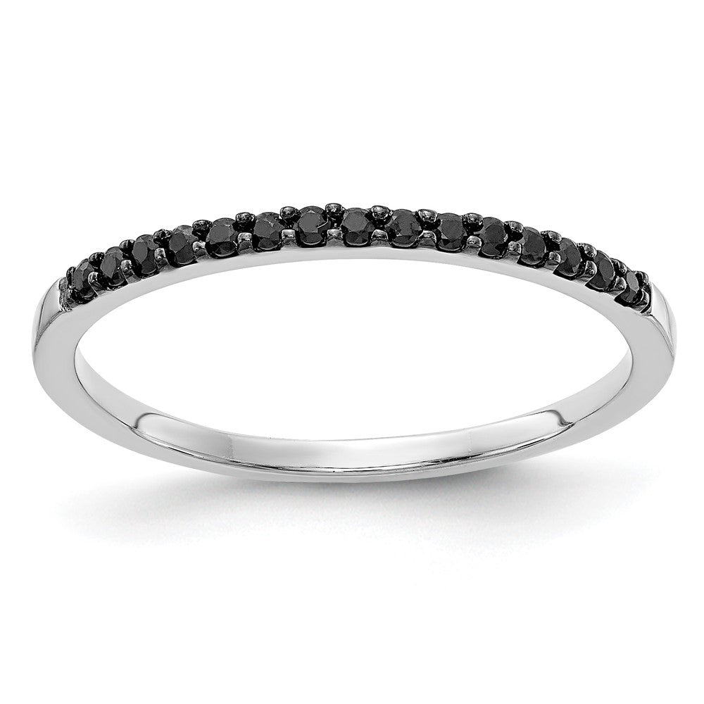 14k White Gold 2mm 1/8 carat Black Diamond Band