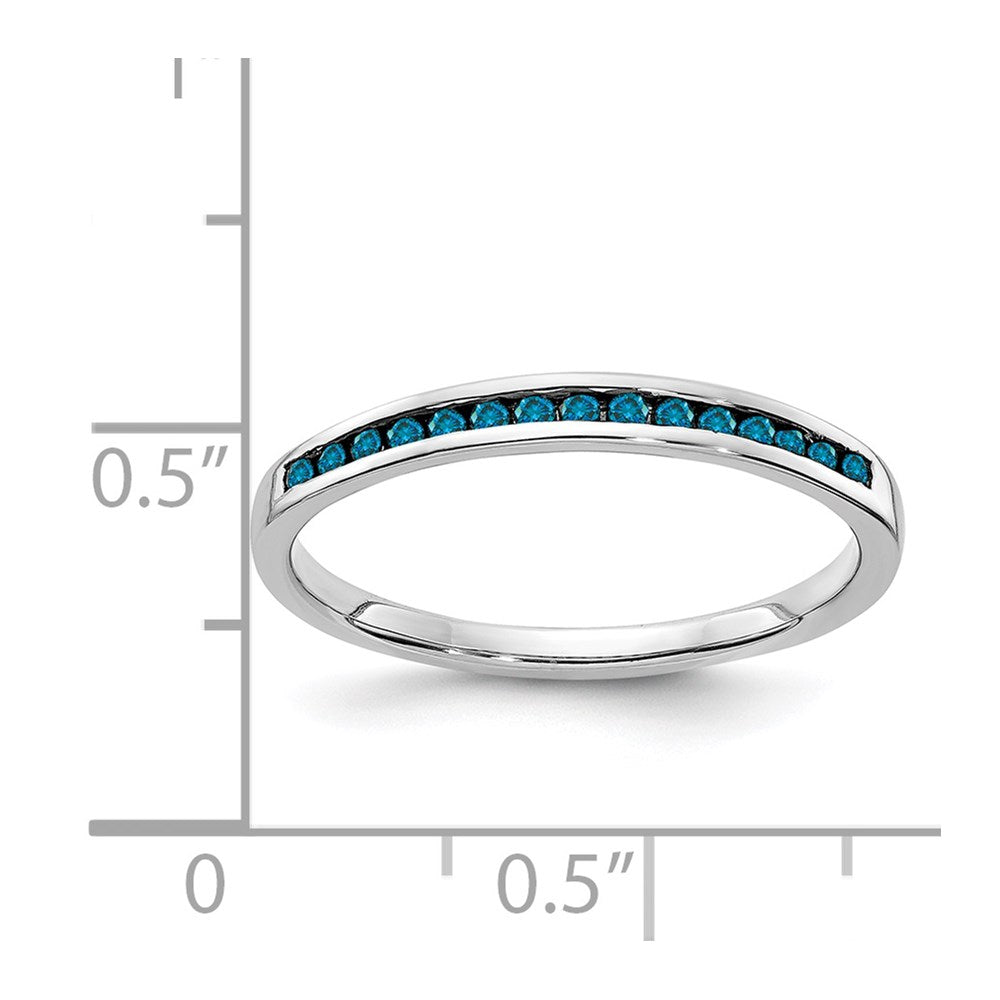 14k White Gold 2mm 1/6 carat Blue Diamond Channel Band