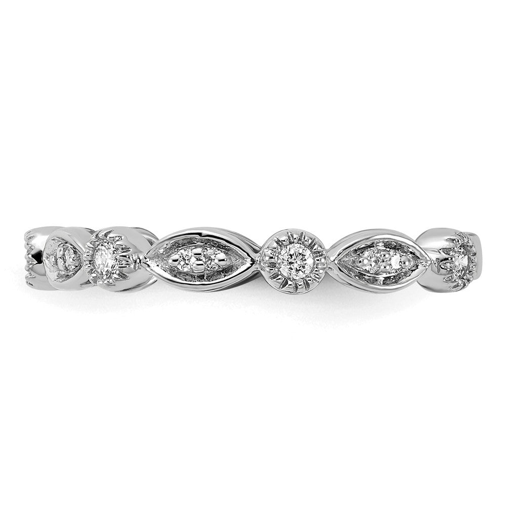 14k White Gold 3mm 1/5 carat Diamond Fancy Band