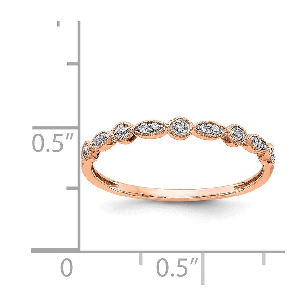 14k Rose Gold 2mm 1/20 carat Diamond Fancy Band