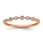 14k Rose Gold 2mm 1/20 carat Diamond Fancy Band