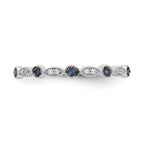 14k White Gold 1/20 carat Blue and White Diamond Fancy Band